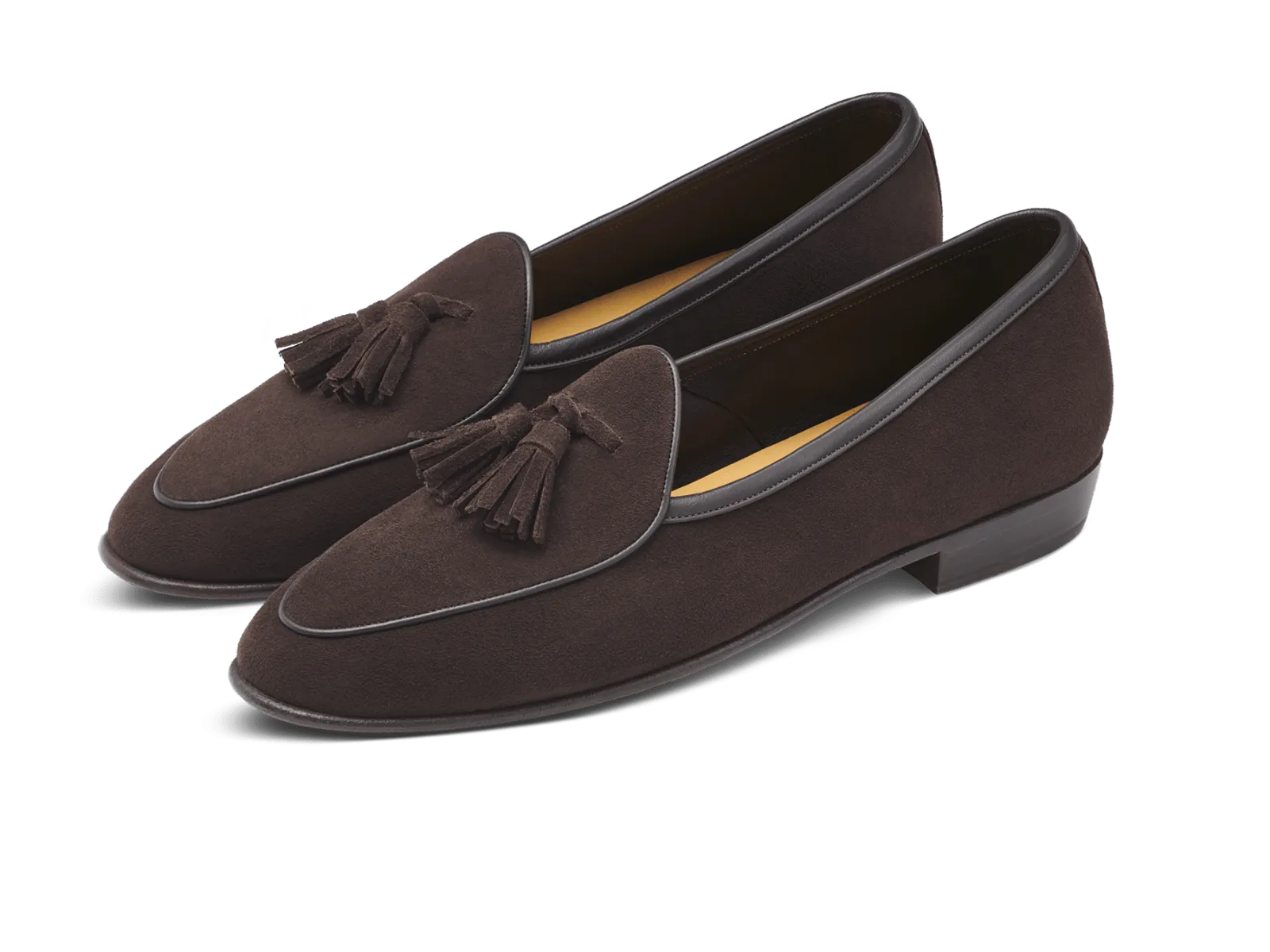 Sagan Classic Tassel Loafers in Lusitanias Dark Brown Asteria Suede with Leather Sole
