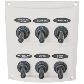 Splashproof White 6 Switch Panel