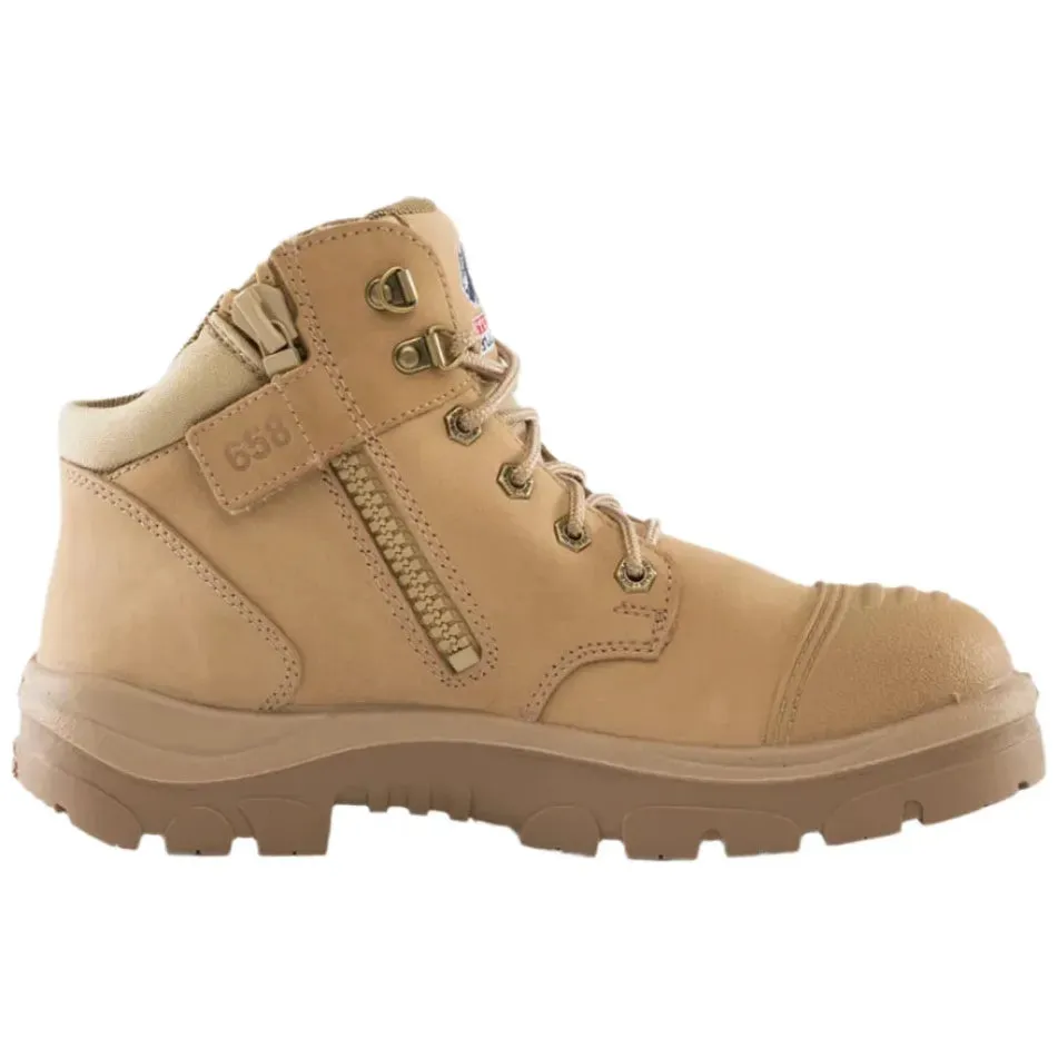 Steel Blue Sand Parkes Zip Sided Lace Up Steel Cap Safety Boot With Scuff Cap (312658)