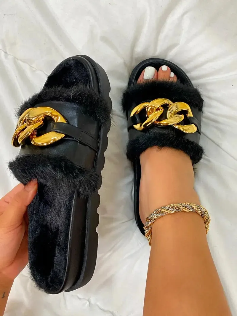 Winter Plush open toes Slippers