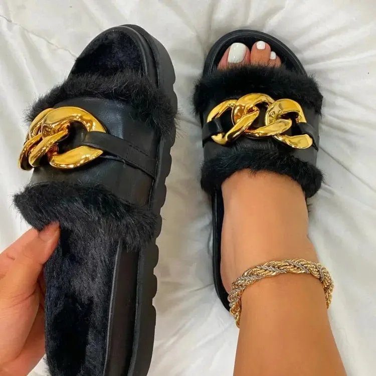 Winter Plush open toes Slippers