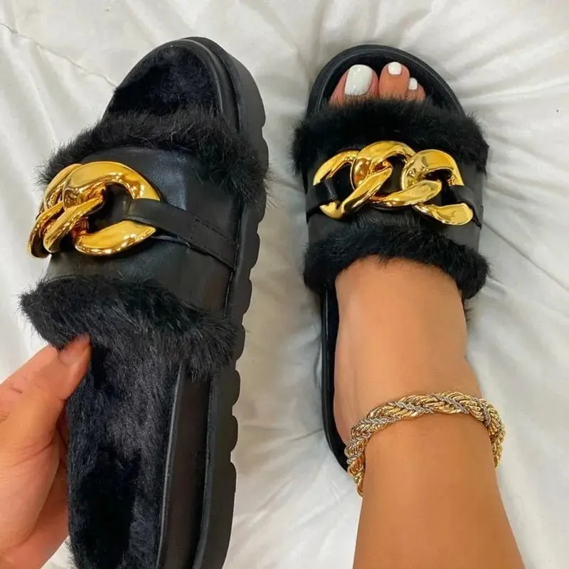 Winter Plush open toes Slippers